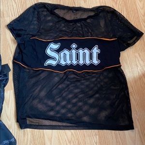 black mesh shirt